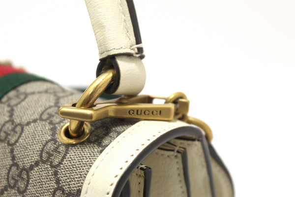 Gucci White GG Supreme Small Queen Margaret Top Handle Bag