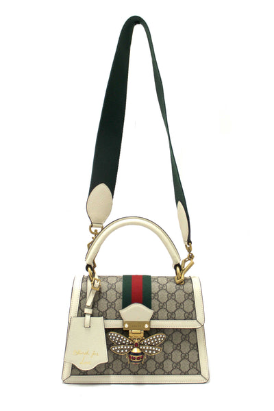 Gucci White GG Supreme Small Queen Margaret Top Handle Bag