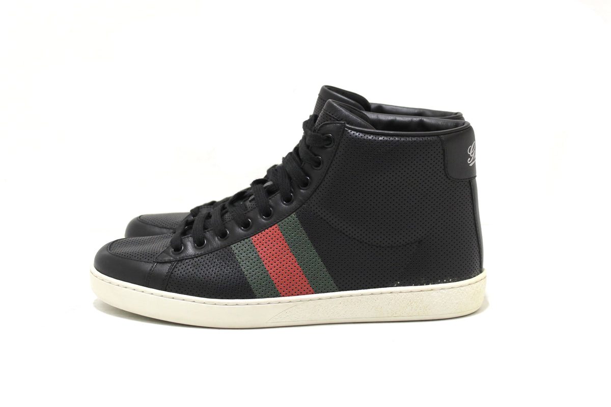 men gucci high top shoes Gucci Beige GG Supreme Canvas Trainers with Blue Alligator  main image 3