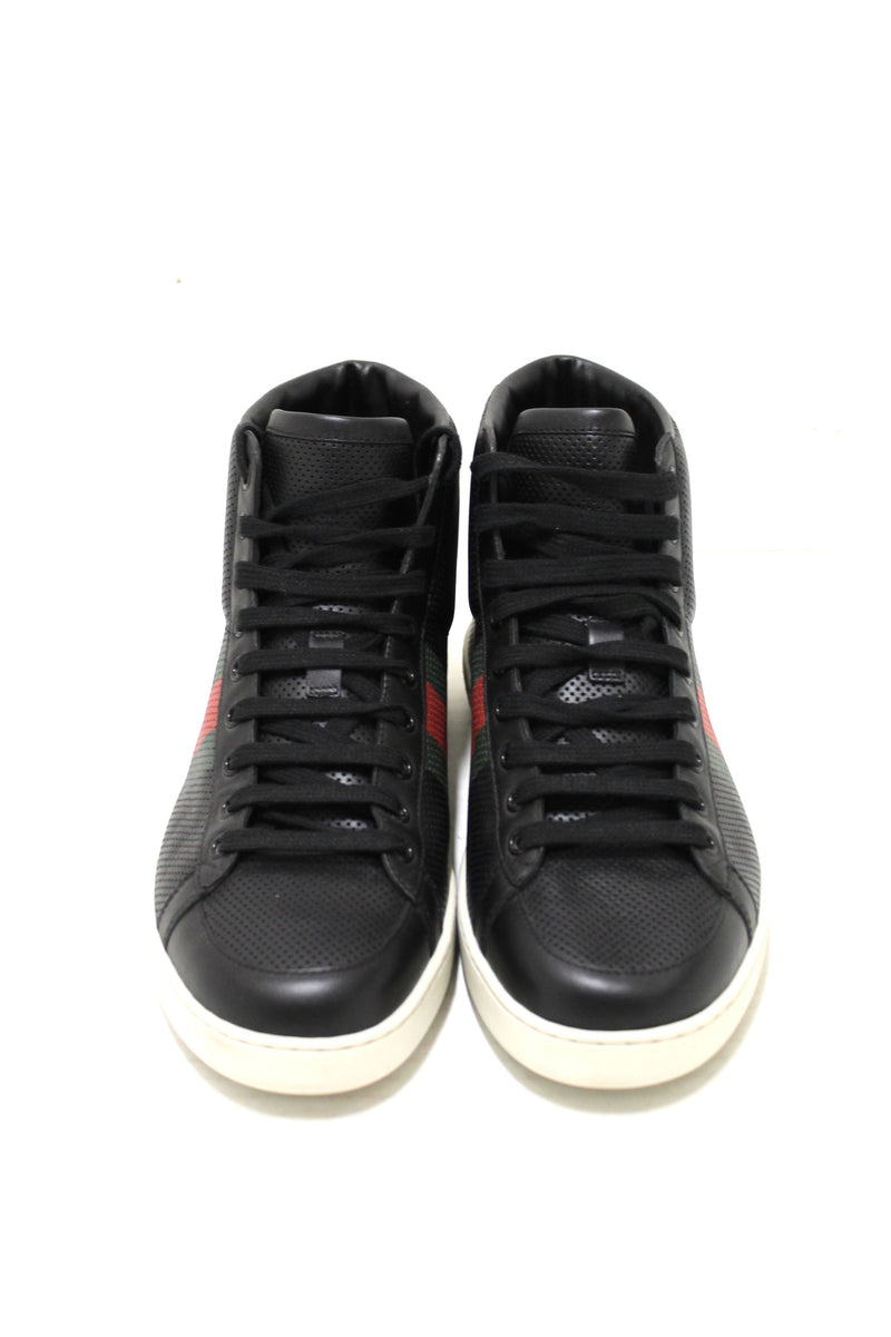 high cut black leather shoes