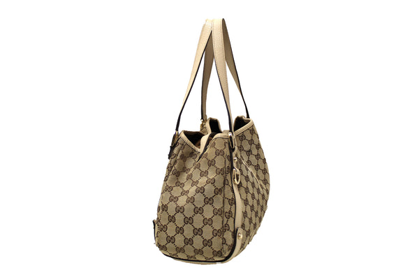Gucci Beige GG Fabric Abbey Tote Shoulder Bag 130736