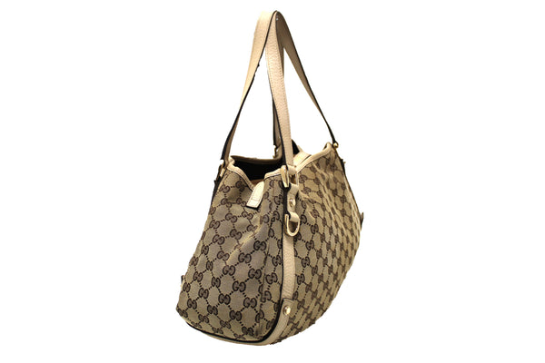 Gucci Beige GG Fabric Abbey Tote Shoulder Bag 130736