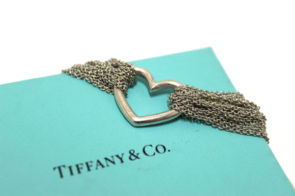 Tiffany & Co. Sterling Silver Open Heart Multi Strand Bracelet