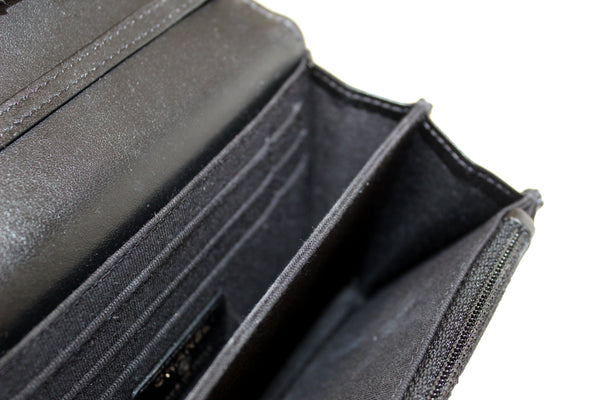 Chanel Black Quilted Calfskin Leather Wallet with Pearl Chain | Italystation.com - Shop Now at italystation.com