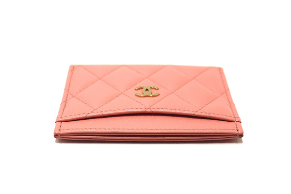 Chanel Pink Quilted Caviar Leather Card Holder