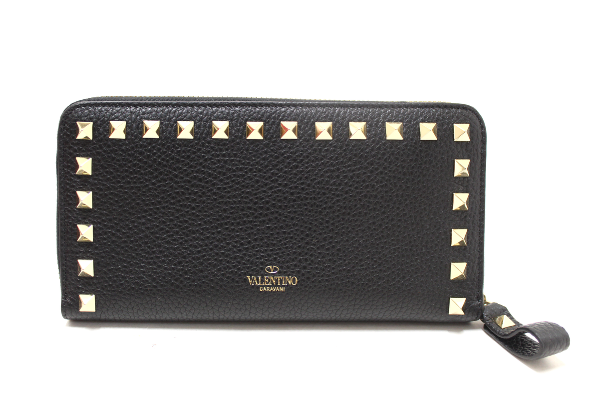 Valentino Garavani Black Calfskin Rockstud Zippered Long