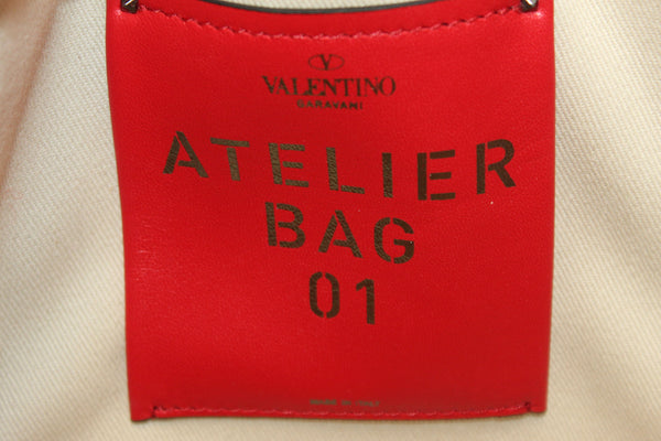 NEW  Valentino Garavani White Atelier Metal Stitch 01 Canvas Mini Tote Bag