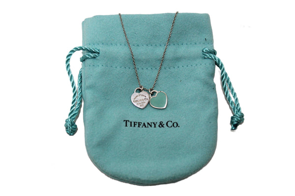 Tiffany & Co. Sterling Silver Return to Tiffany Blue Double Heart Tag Pendant Necklace