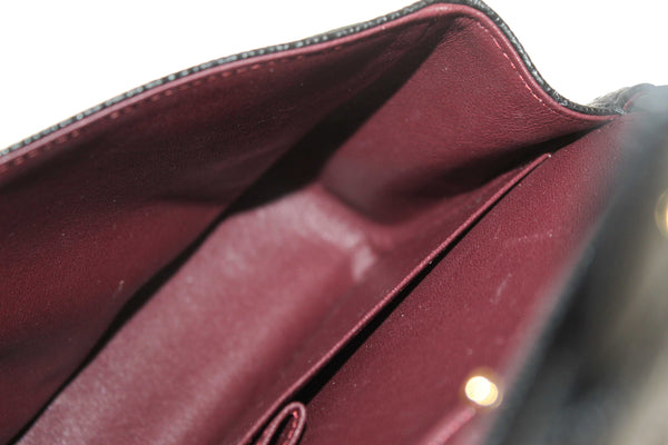 Chanel Classic Black Quilted Caviar Leather Classic Medium Double Flap Bag