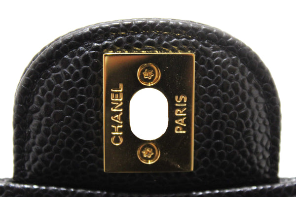 Chanel Classic Black Quilted Caviar Leather Classic Medium Double Flap Bag