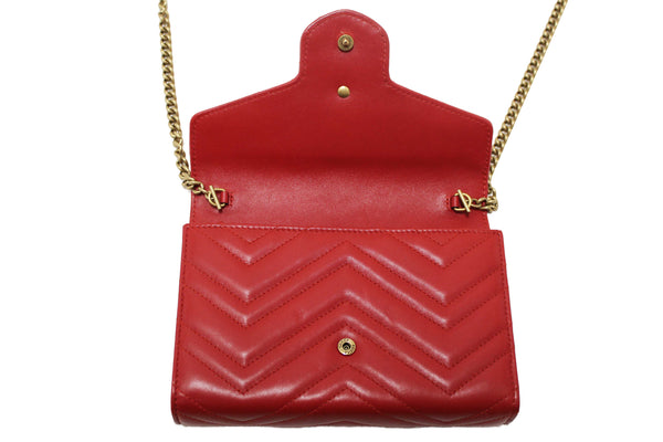 Gucci Red Marmont Matelassé Chevron Leather Mini Bag