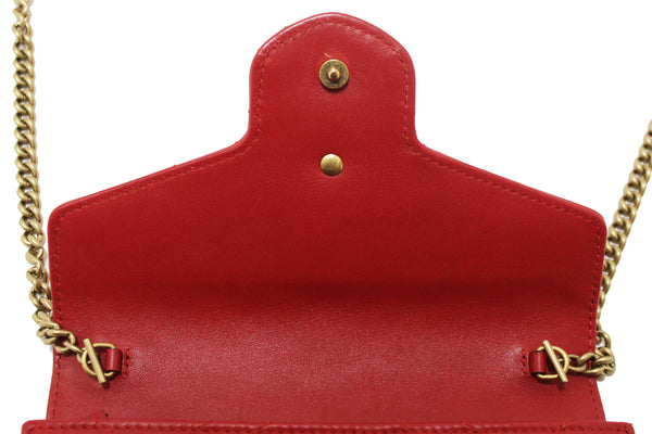 Gucci Red Marmont Matelassé Chevron Leather Mini Bag