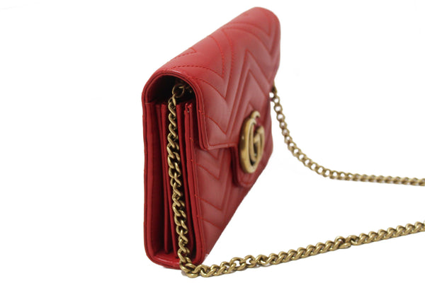 Gucci Red Marmont Matelassé Chevron Leather Mini Bag