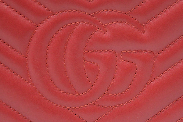 Gucci Red Marmont Matelassé Chevron Leather Mini Bag