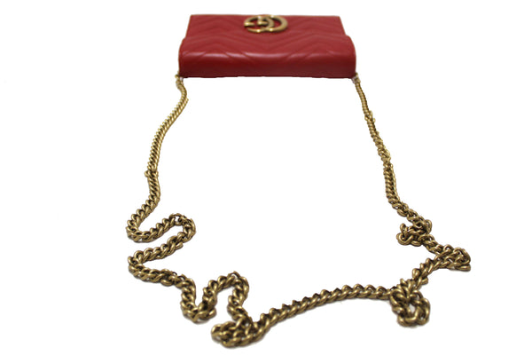 Gucci Red Marmont Matelassé Chevron Leather Mini Bag