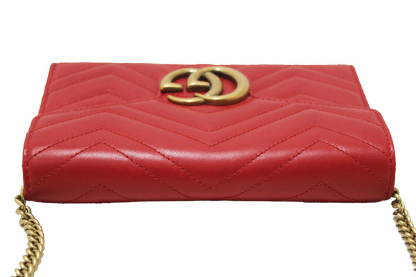 Gucci Red Marmont Matelassé Chevron Leather Mini Bag