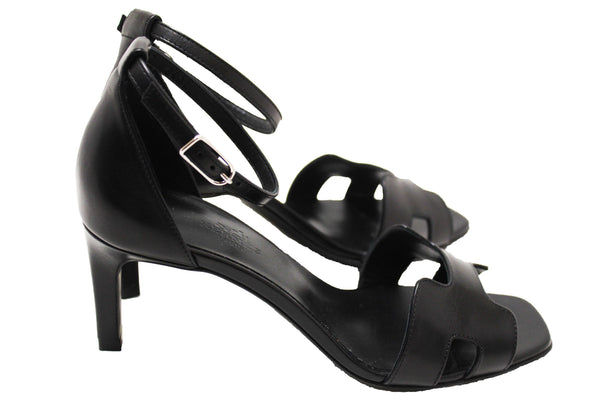 NEW Hermes Black Calfskin Leather Joy 70 High Heel Sandal Size 36.5