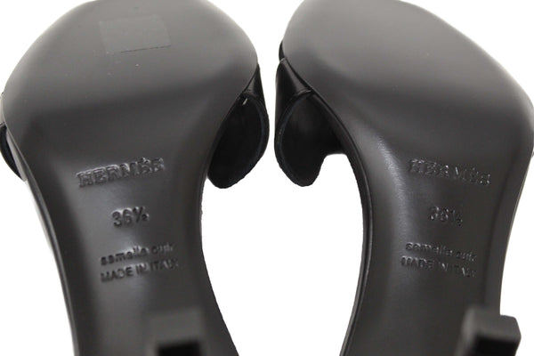 NEW Hermes Black Calfskin Leather Joy 70 High Heel Sandal Size 36.5