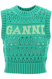 open-stitch knitted vest with logo K2211 JUNIPER