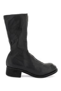 front zip leather boots PL9 BLACK