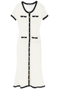maxi crochet dress with contrasting borders SS24 216M C WHITE