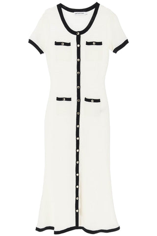 maxi crochet dress with contrasting borders SS24 216M C WHITE
