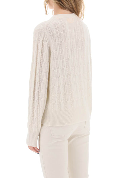 twin cable cashmere sweater W11010CM CREAM