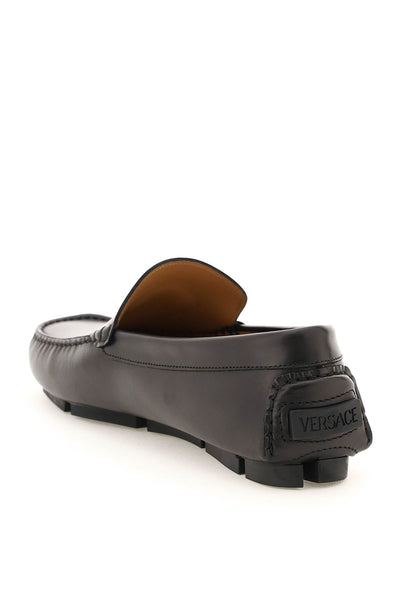 Versace la medusa leather loafers 1003701 1A00693 BLACK VERSACE GOLD