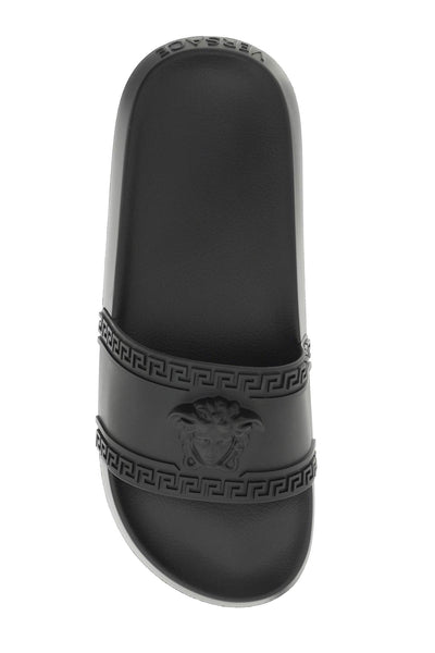 Versace palazzo rubber slides 1008733 DGO9G BLACK
