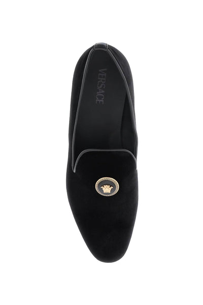 Versace velvet medusa loafers 1012629 1A09123 BLACK VERSACE GOLD