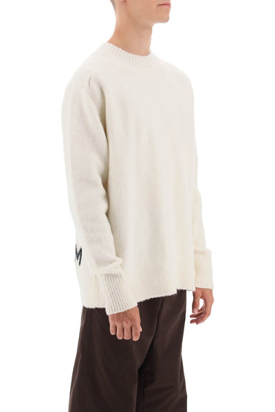 Oamc wool sweater with jacquard logo 23A28OAK07 FLTOA007 NATURAL WHITE