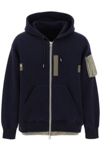 Sacai full zip hoodie with contrast trims 24 03335M NAVY