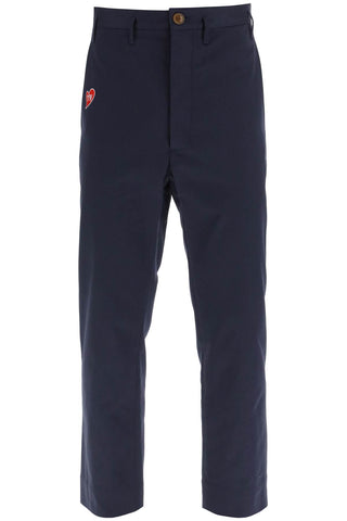 Vivienne westwood cropped cruise trousers featuring embroidered heart-shaped logo 2F01000LW006QSI NAVY