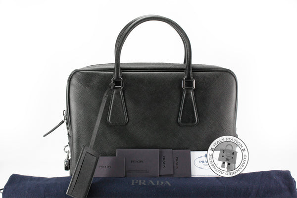 PRADA Prada VS0305 9Z2 Saffiano Travel Borsa DA Viaggio Nero / F0002 L | Italystation.com - Shop Now at italystation.com