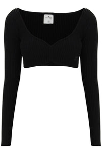 Courreges ribbed cropped sweater 422MTO104FI0001 BLACK