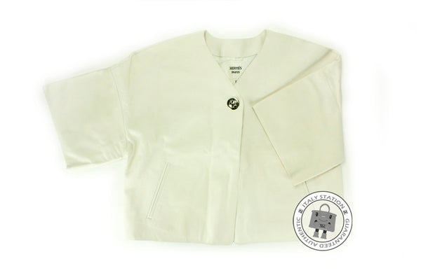 HERMES Hermes 221206D4A636 Veau Patine Paletot Ivoire / A6 Leather 36  | Italystation.com - Shop Now at italystation.com