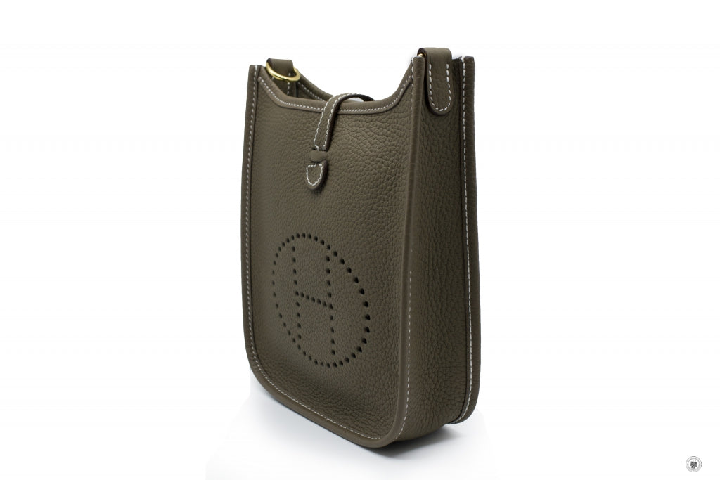 Hermes Evelyne TPM 16 Etoupe Leather Mini Gold GHW Crossbody Blue Handbag  Bag - ShopperBoard