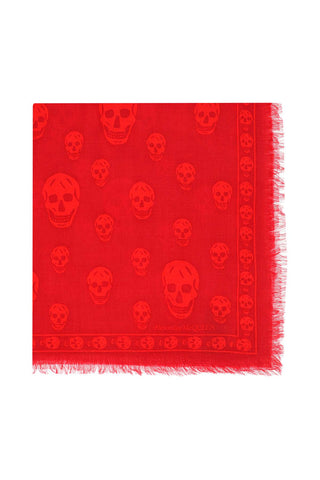 Alexander mcqueen skull scarf in light wool 557717 3222Q BORDEAUX RED