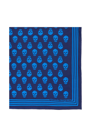 Alexander mcqueen skull print silk scarf 590929 3001Q NAVY BLUE