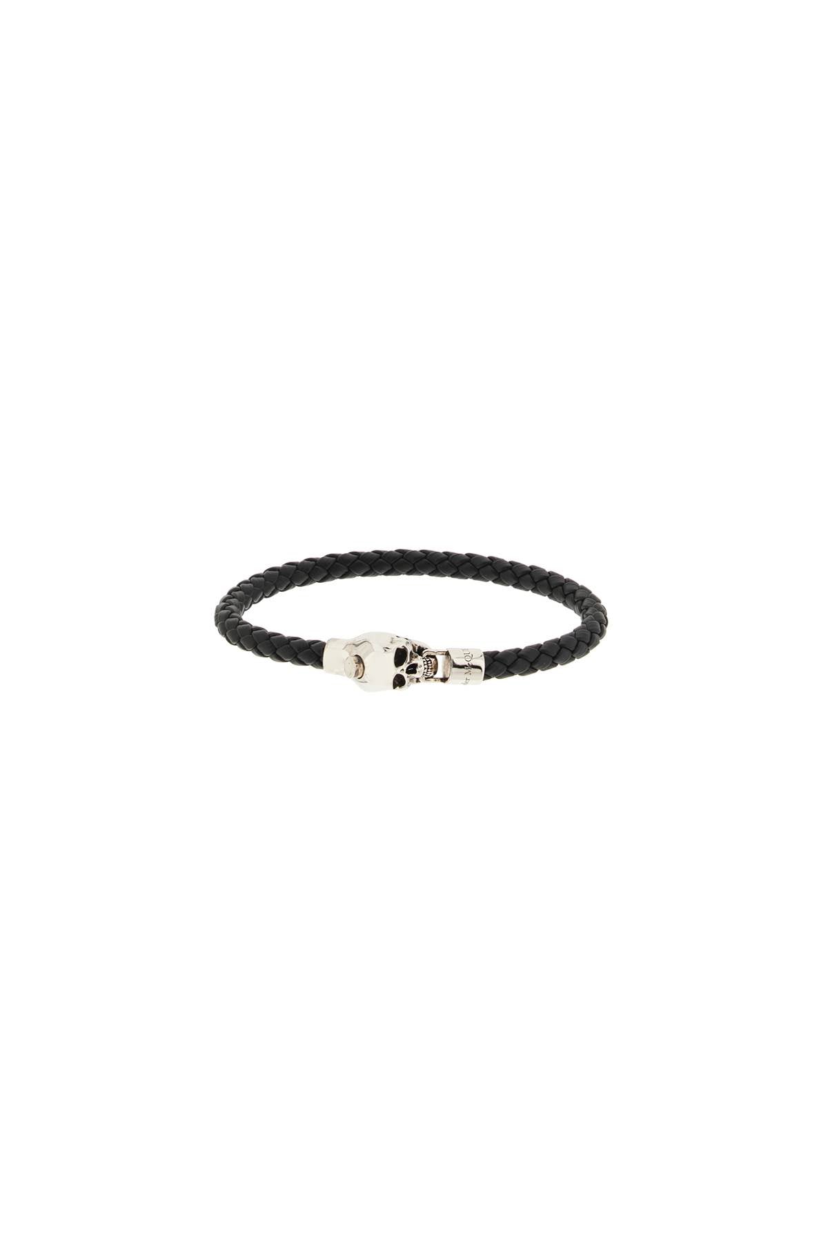 Alexander mcqueen skull braided leather bracelet 735918 1AAM9 BLACK