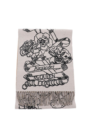 Alexander mcqueen wool reversibile scarf 755076 3200Q ROSE BLUSH BLACK