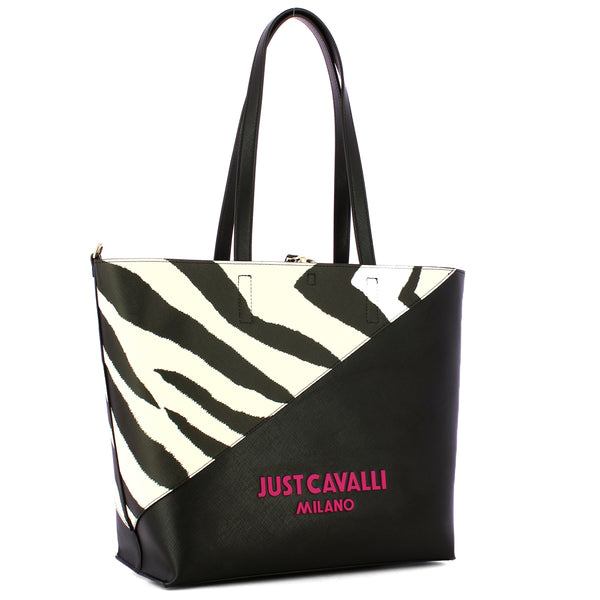 Just Cavalli - Shopper Black White - 76RA4BU1ZSA85 - BLAC | Italystation.com - Shop Now at italystation.com