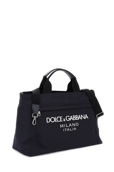 Dolce & gabbana rubberized logo nylon duffle bag BM2125 AG182 BLU BLU NAVY
