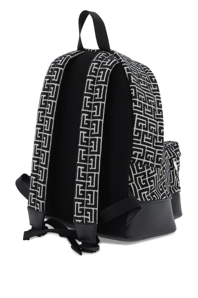 Balmain jacquard backpack with monogram CM1GE150TJMY IVOIRE NOIR
