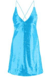 Ganni sequined mini dress F7740 BLUE CURACAO