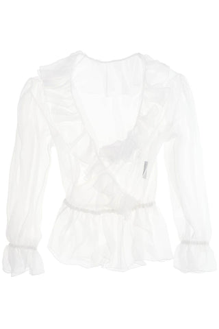 Dolce & gabbana silk chiffon blouse with ruffles. F79FGT FU1AT BIANCO OTTICO