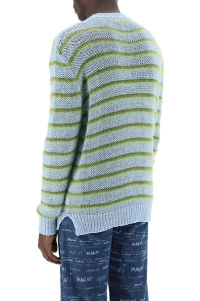 Marni sweater in striped cotton and mohair GCMG0381Q0UFCB21 IRIS BLUE