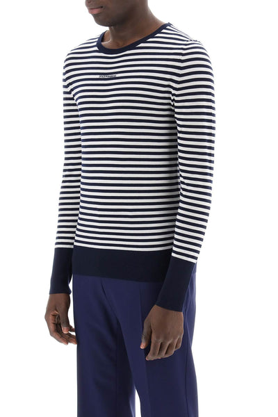 Dolce & gabbana lightweight striped wool pullover sweater GXX14Z JCVQ9 BIANCO BLU