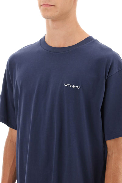Carhartt wip logo embroidery t-shirt I030435 BLUE WHITE