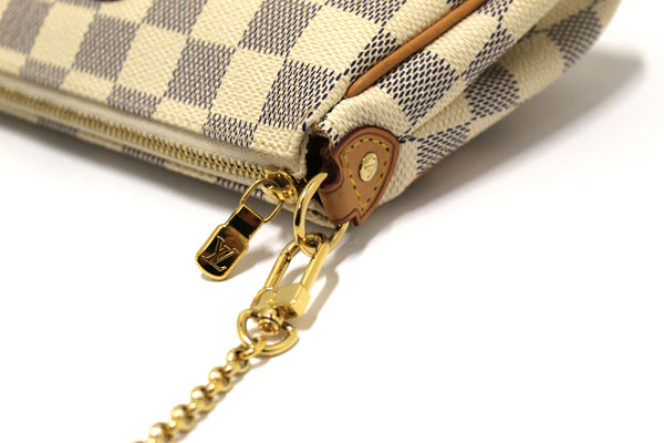 Louis Vuitton Damier Azur Canvas Eva Clutch Messenger Bag